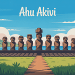 Ahu Akivi sept moai alignés sur île de Pâques