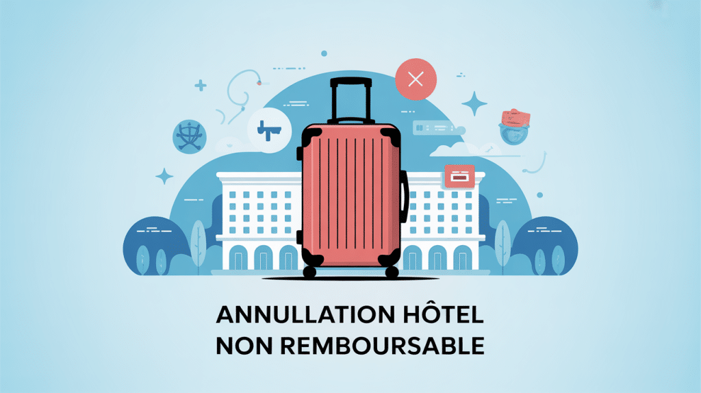 annulation hôtel non remboursable valise barrée devant hôtel