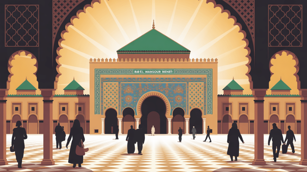 bab el mansour meknes illustration architecture et vie locale