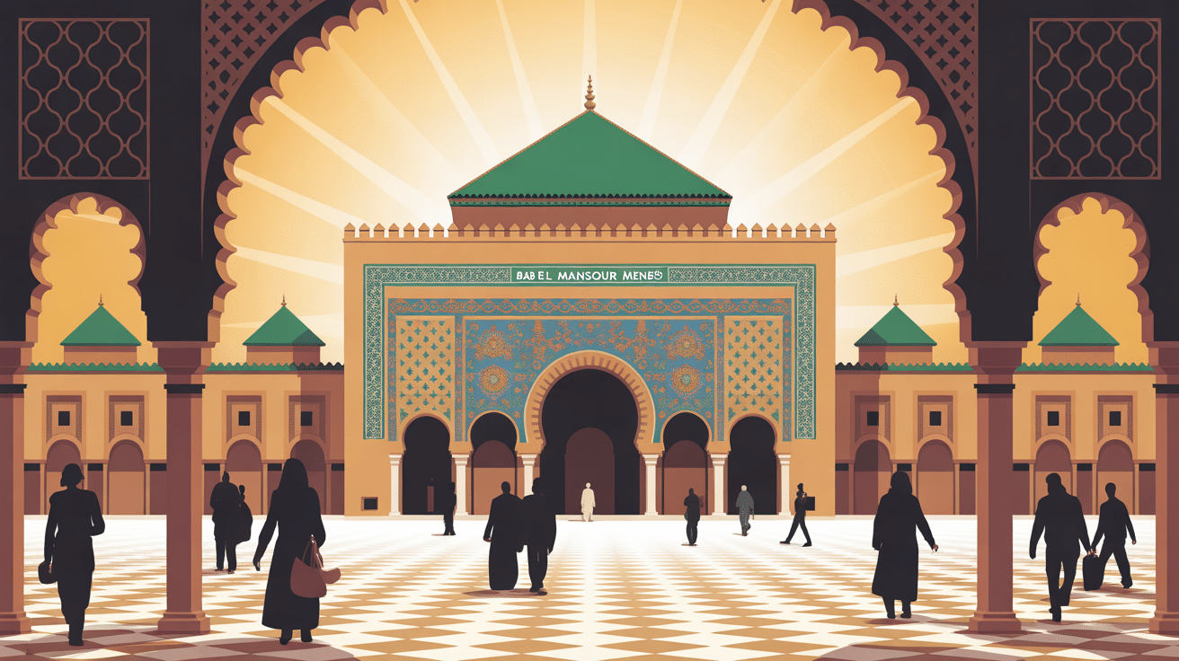 bab el mansour meknes illustration architecture et vie locale