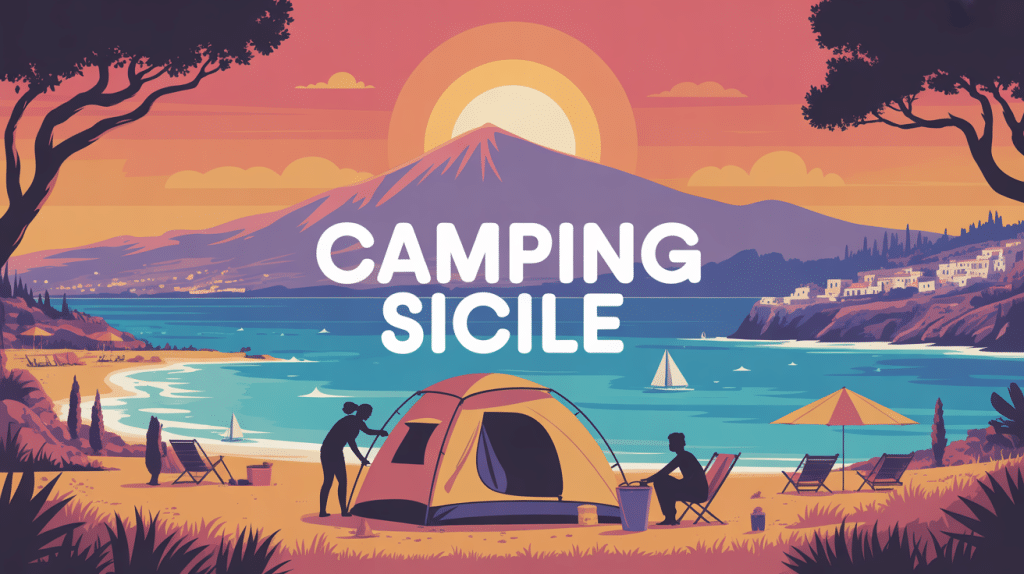 Camping en Sicile au bord de la mer avec Etna