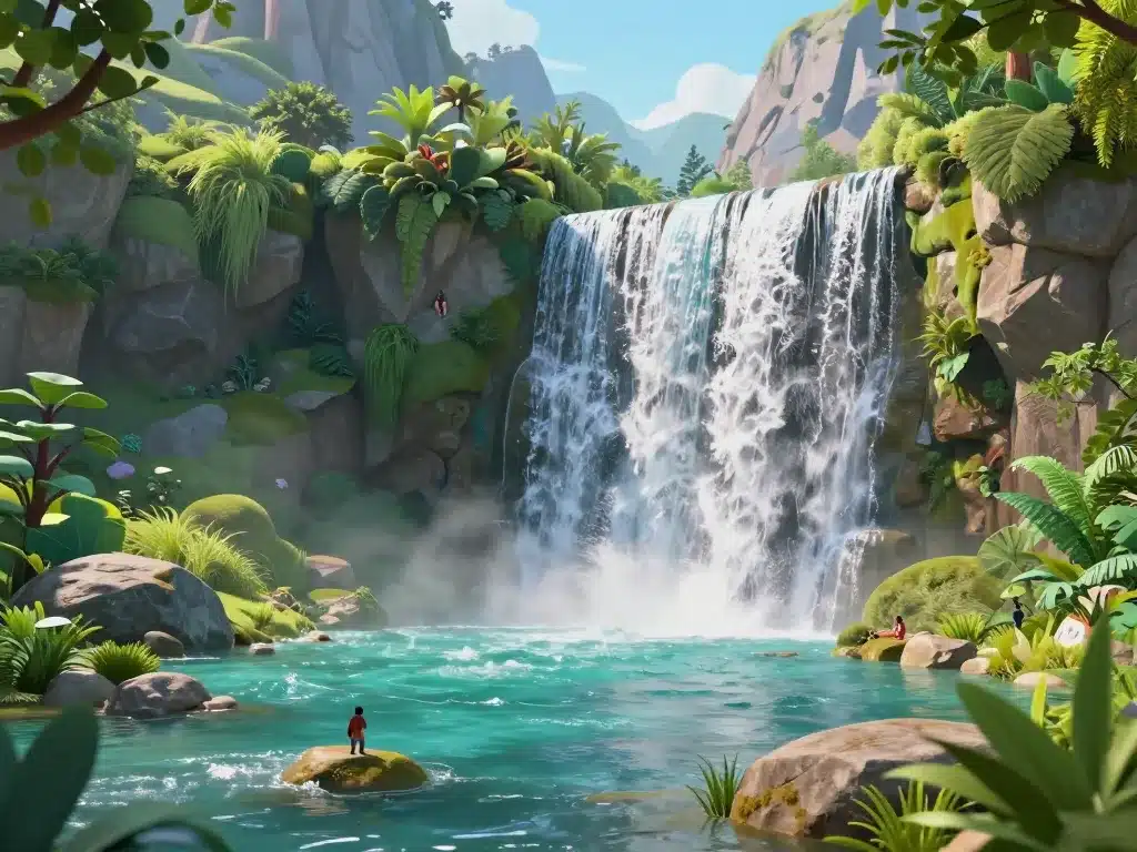 vasques et paysage naturel cascade de radule