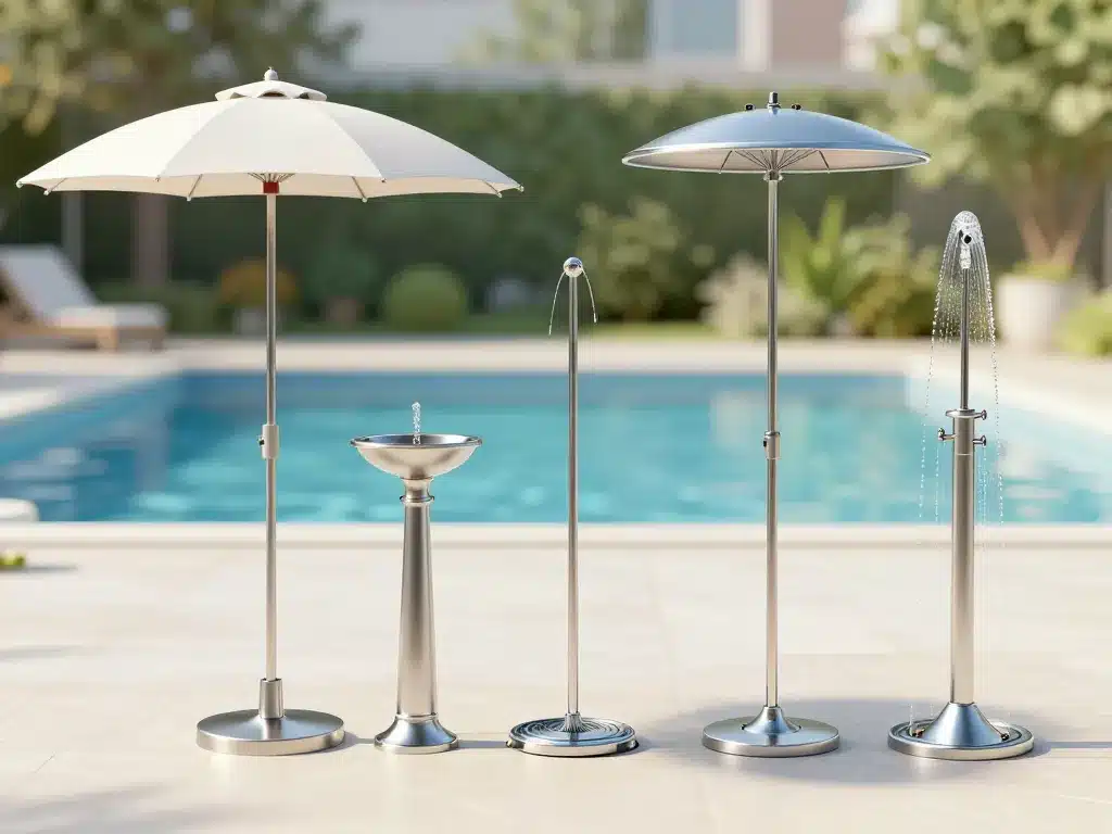 modèles cascade parapluie comparaison installation bassin piscine