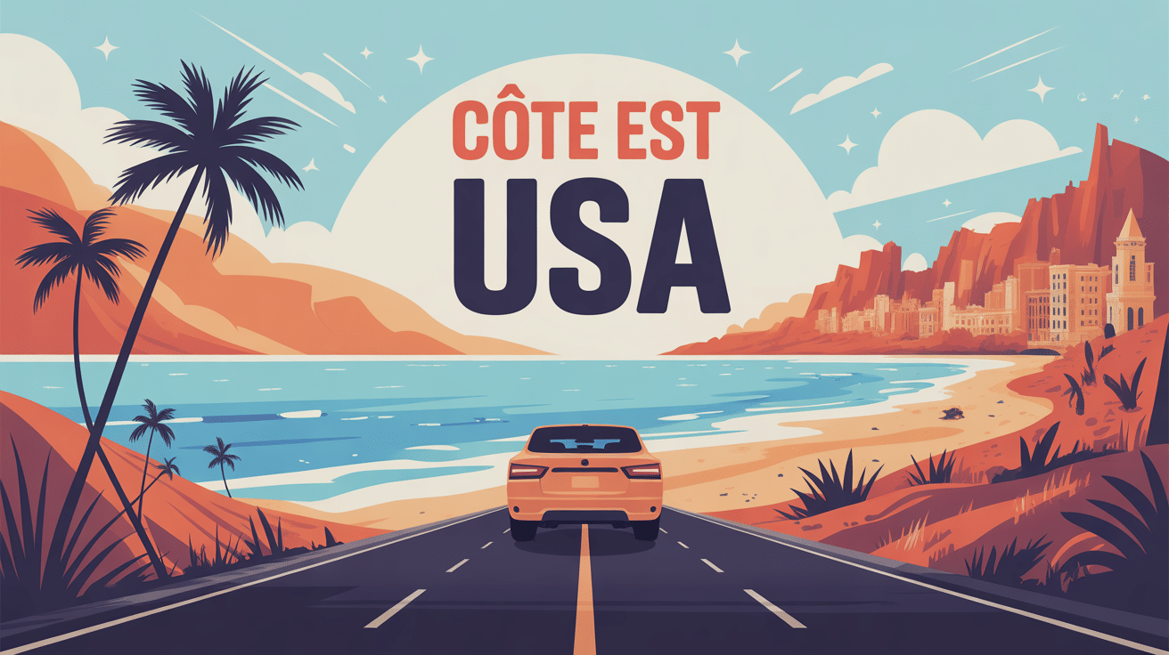 illustration cote est usa itineraire road trip