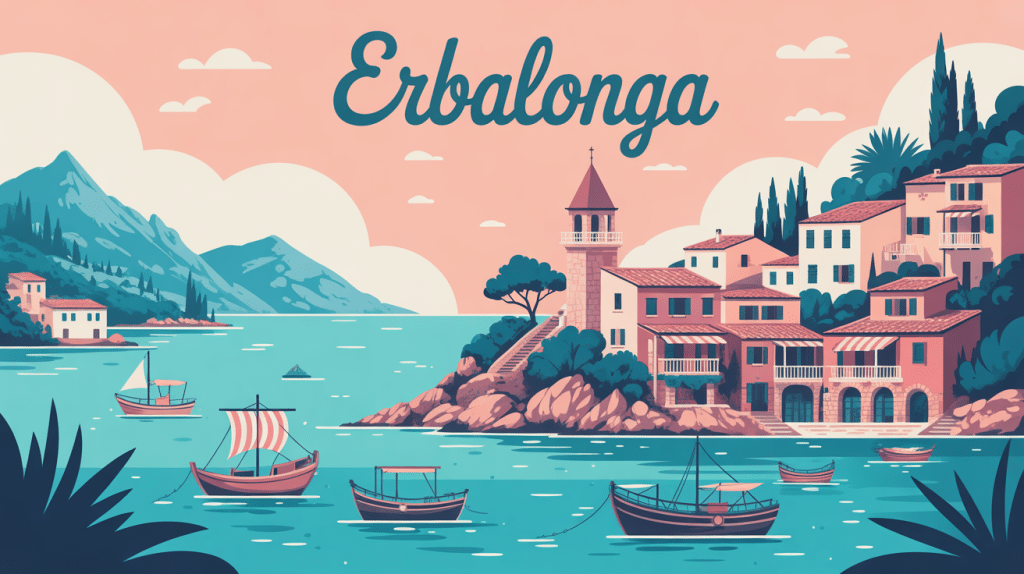 vue stylisée erbalonga village côtier