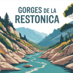 illustration des gorges de la restonica - tragone di a restonica paysage montagne rivière turquoise