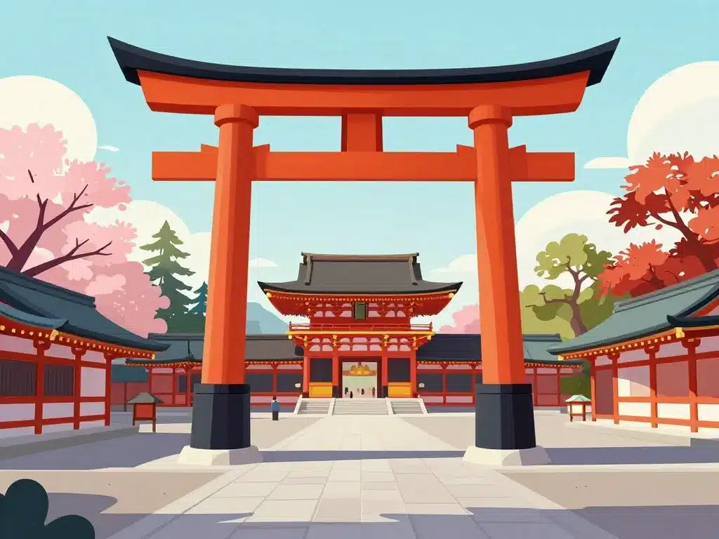 Heian jingu kyoto japan vue torii cour palais