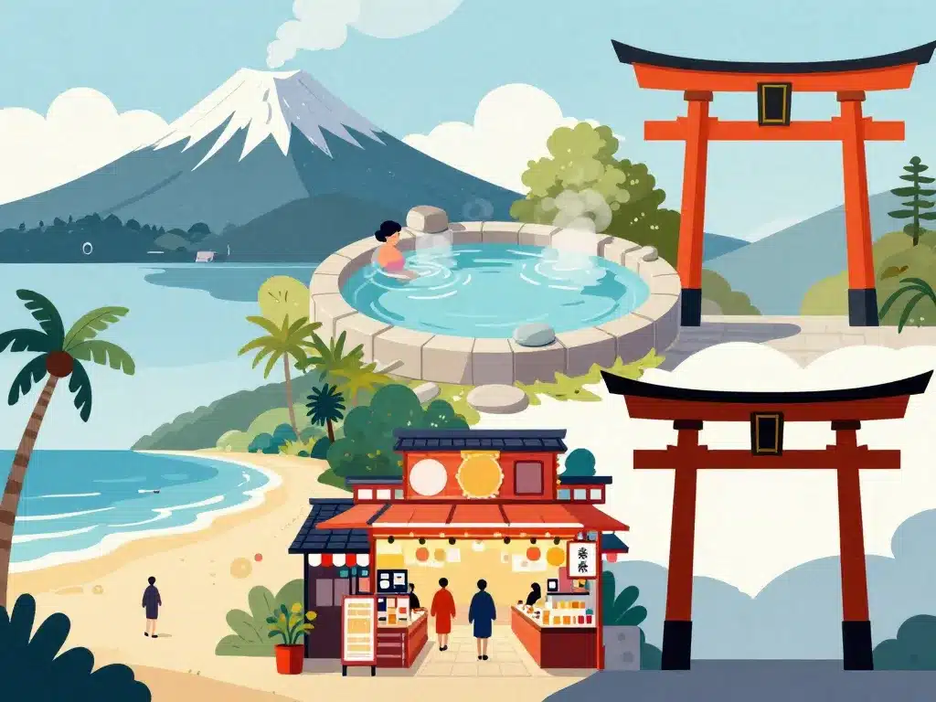 Collage sites incontournables sud japon