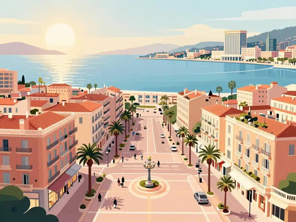vue éditoriale carte stylisée du carré d'or cannes immobilier