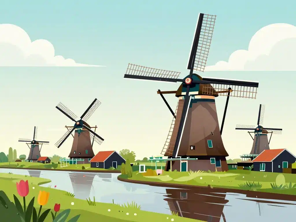 Moulin hollande type, symbole Pays-Bas