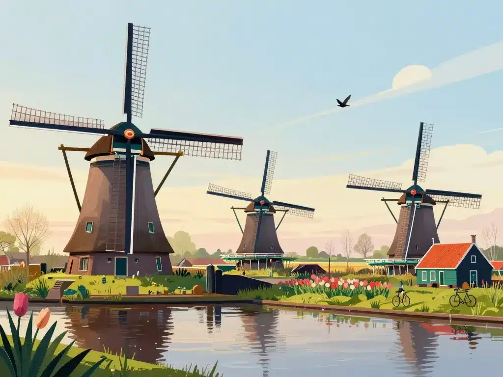editorial moulins pays bas à visiter et paysages