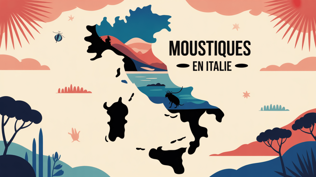illustration moustiques en italie carte paysage