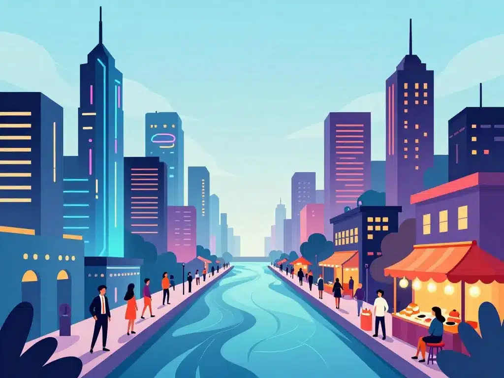 osaka ou tokyo illustration contraste ambiance urbain