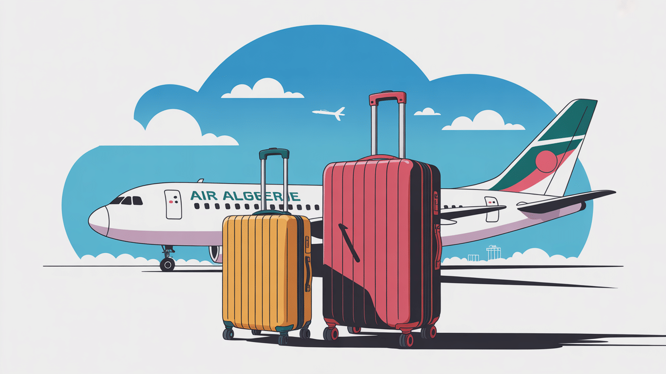 peut on prendre 2 bagages en soute air algérie illustration vectorielle