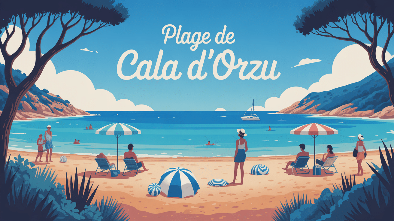 illustration plage de cala d'orzu ambiance estivale