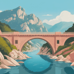 Vue du pont de Zaglia au-dessus de la rivière turquoise en Corse-du-Sud