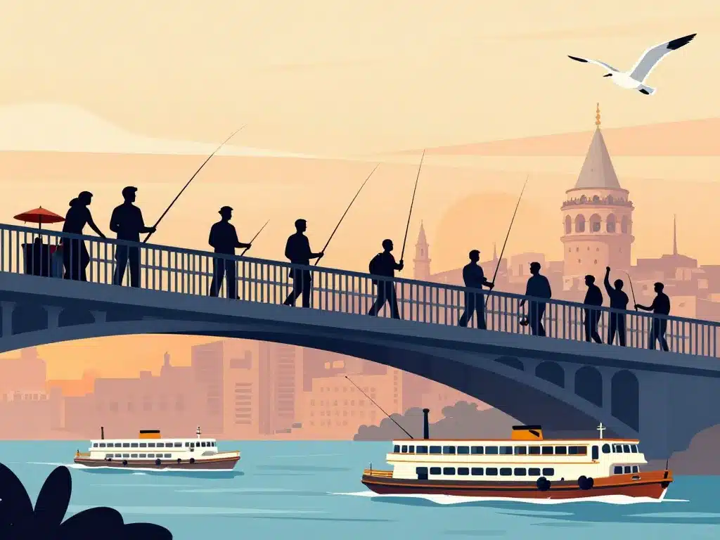 pont galata ambiance pêcheurs tramway
