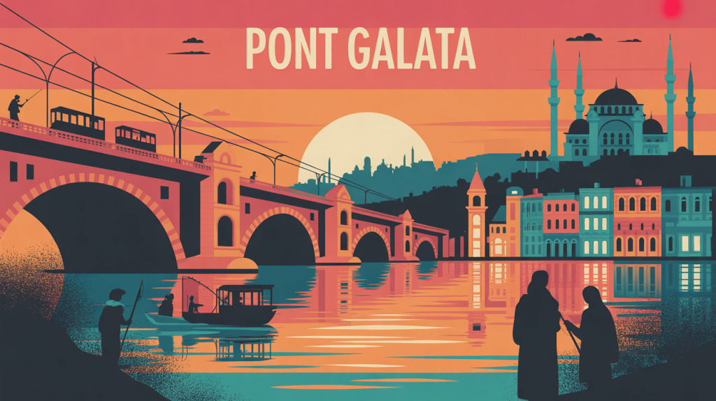 pont galata illustration vectorielle vie quotidienne