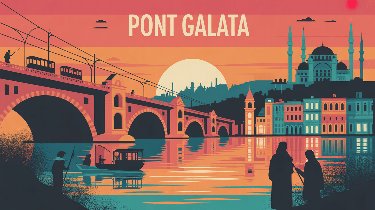 pont galata illustration vectorielle vie quotidienne
