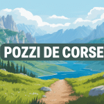 Paysage panoramique des pozzi corse avec mares rondes et pelouses vertes
