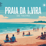 vue stylisée de praia da ilha de tavira, sable, mer et île