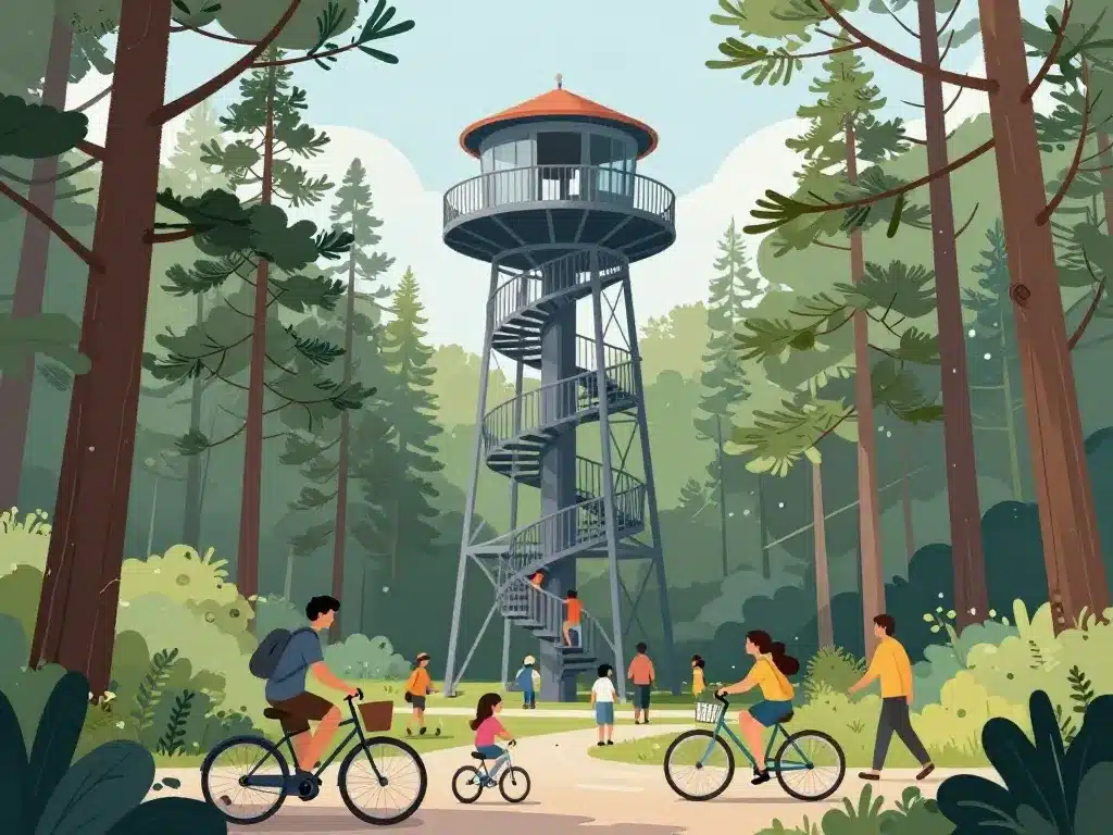 visiteurs près de l'observatoire sainte cécile cap ferret