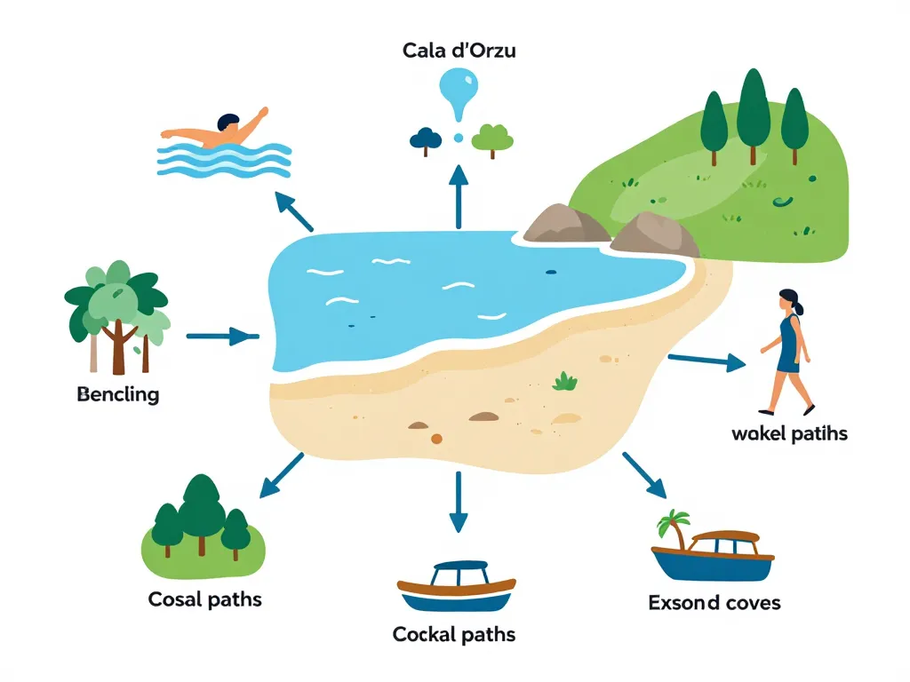 diagramme activités plage de cala d'orzu et environs