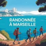 Illustration randonnée à Marseille vue mer et calanques
