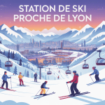 station de ski proche de lyon illustration vectorielle montagnes neigees