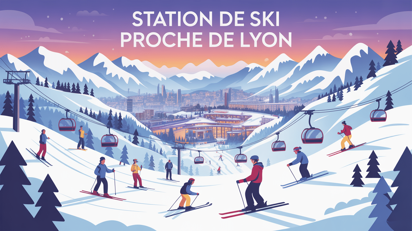 station de ski proche de lyon illustration vectorielle montagnes neigees