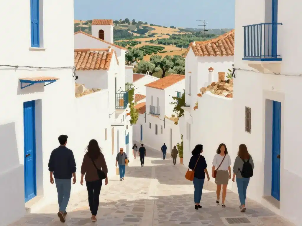 scène visiteurs takrouna ruelles maisons vue panoramique