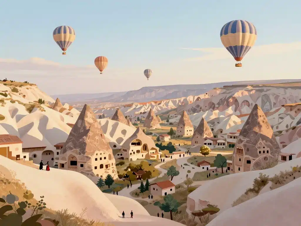 vue panoramique troglodytes turquie cappadoce