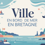 illustration ville bord de mer bretagne moderne