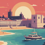 visiter faro en 1 jour illustration stylisée centre historique remparts cathédrale ria formosa