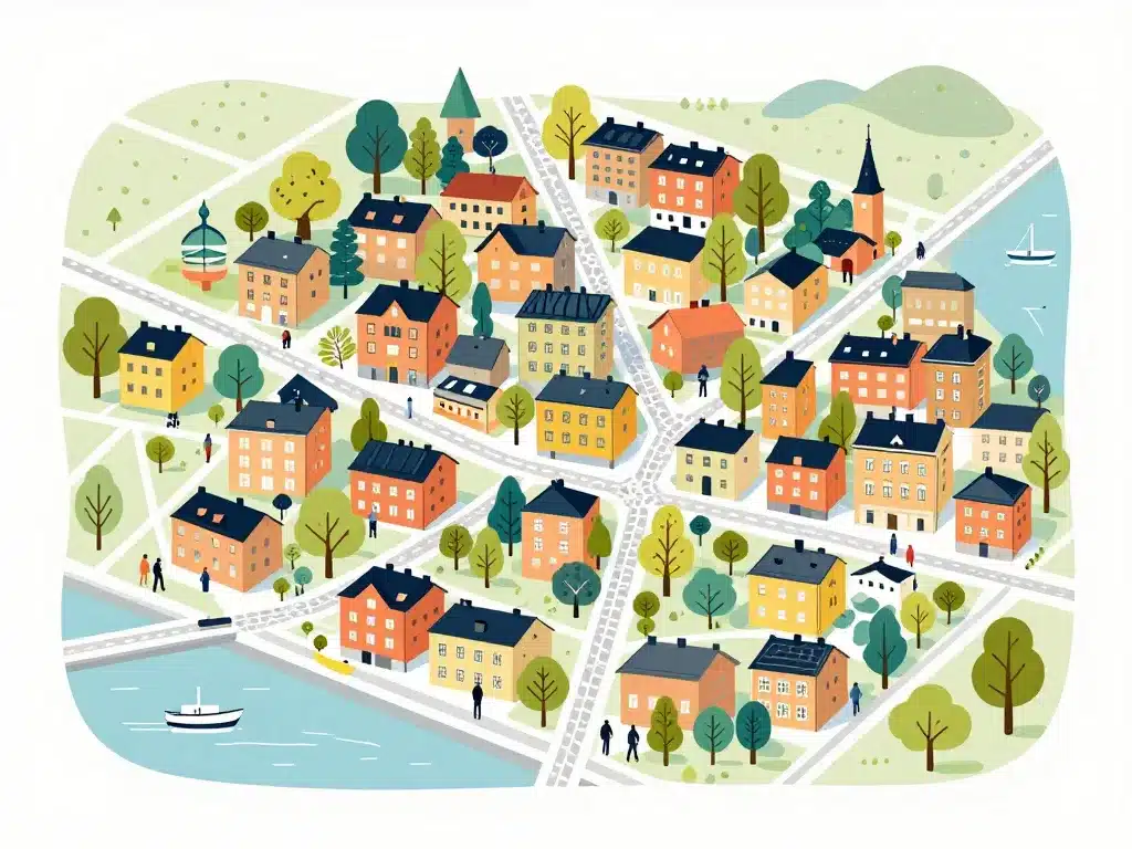 week end à stockholm quartiers illustration map