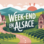 illustration week end en alsace ambiance festive