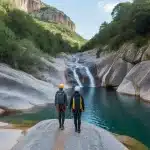 Cascades de la Purcaraccia en Alta Rocca, randonneurs encadrés