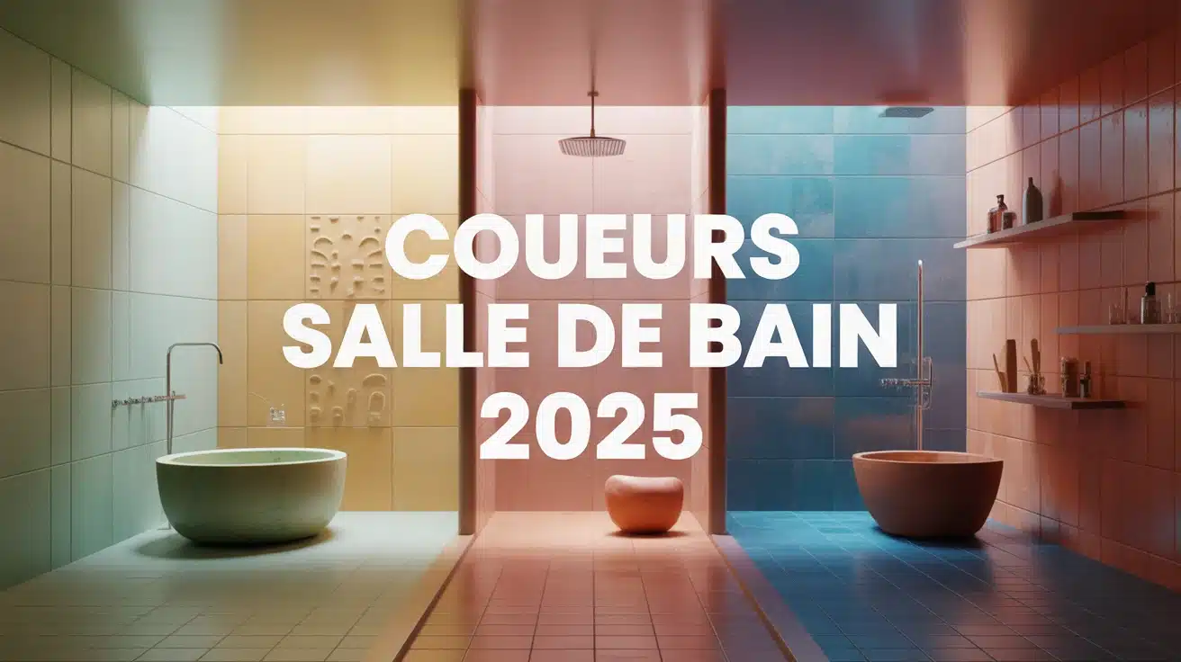 Couleurs salle de bain 2025 : bleu nuit et beige travertin