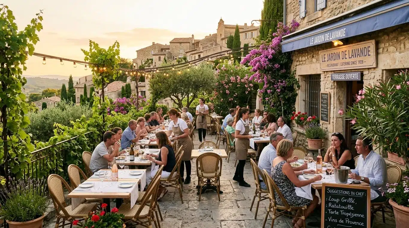 Terrasse de restaurant conviviale à La Valette-du-Var