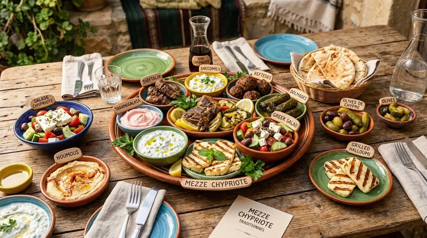 Plateau de mezzés traditionnels chypriotes