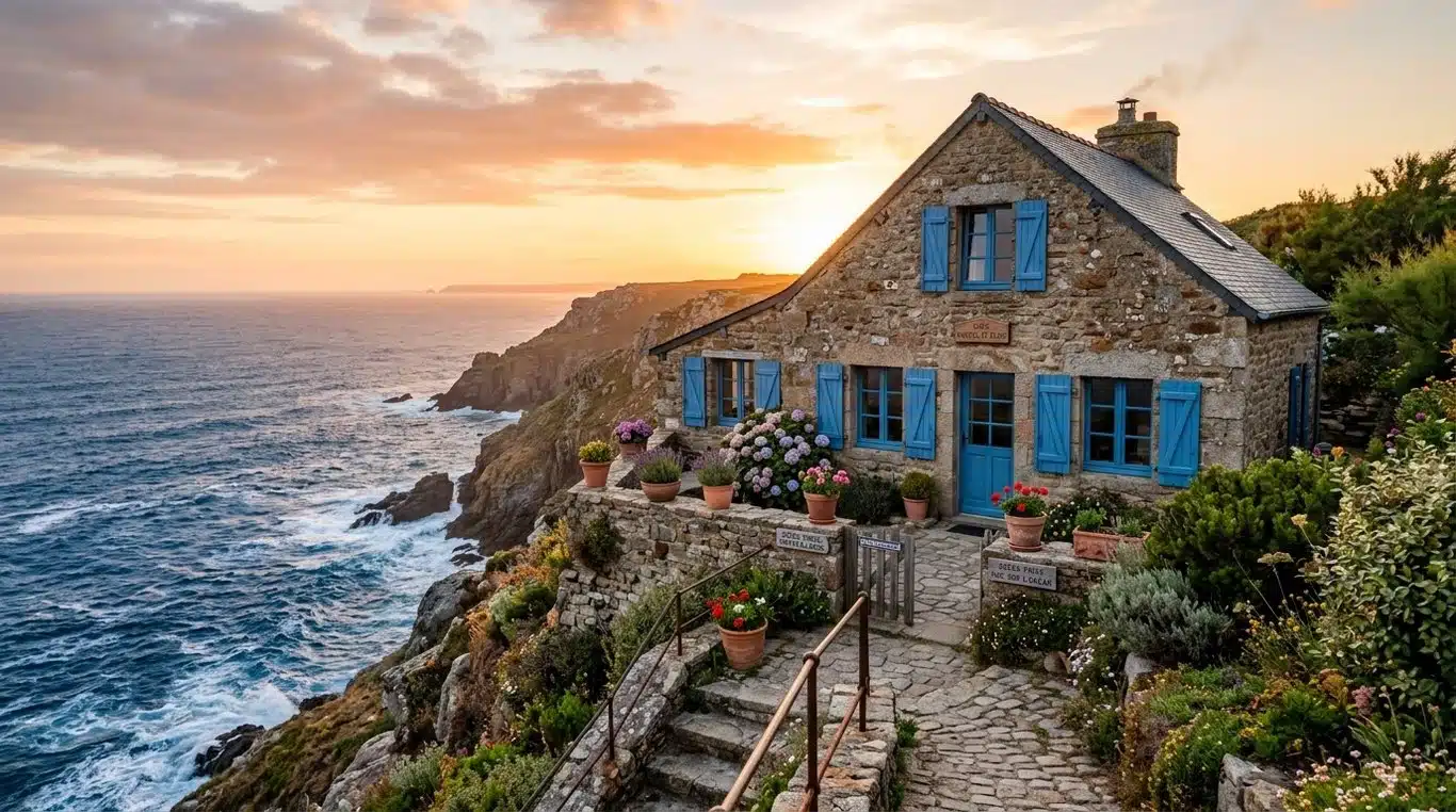 Maison ancienne à rénover en bord de mer avec vue sur l'océan