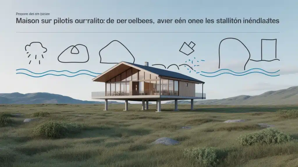 Maison sur pilotis avec espace ventilé sous plancher pour isolation thermique
