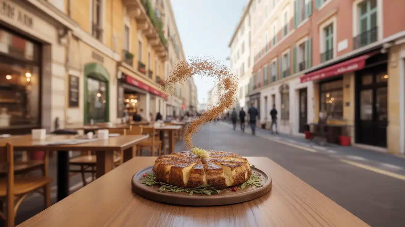 René Socca au bar à Nice, socca chaude