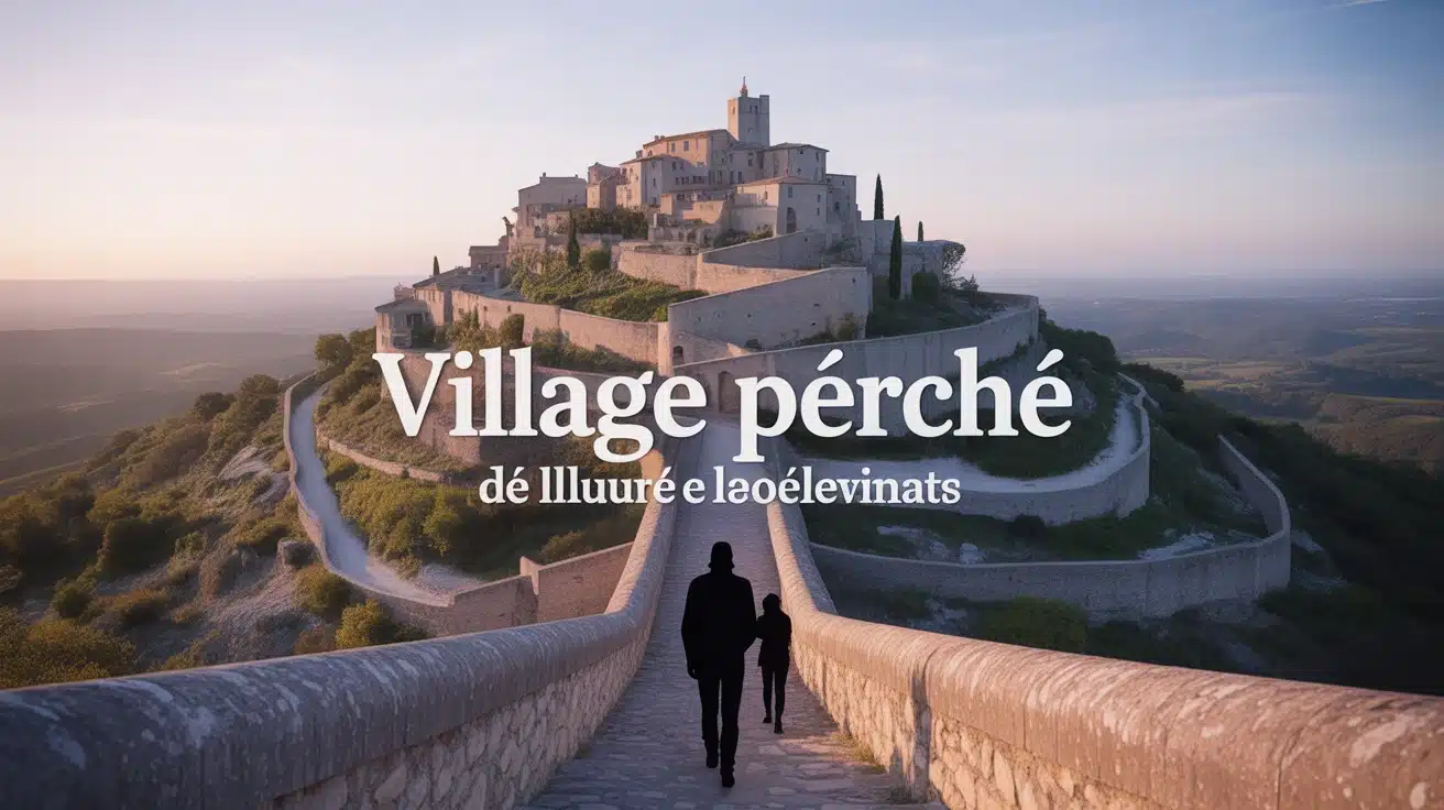 Village perché en panorama médiéval en Provence