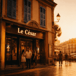 cinema marseille le cesar facade au coucher de soleil