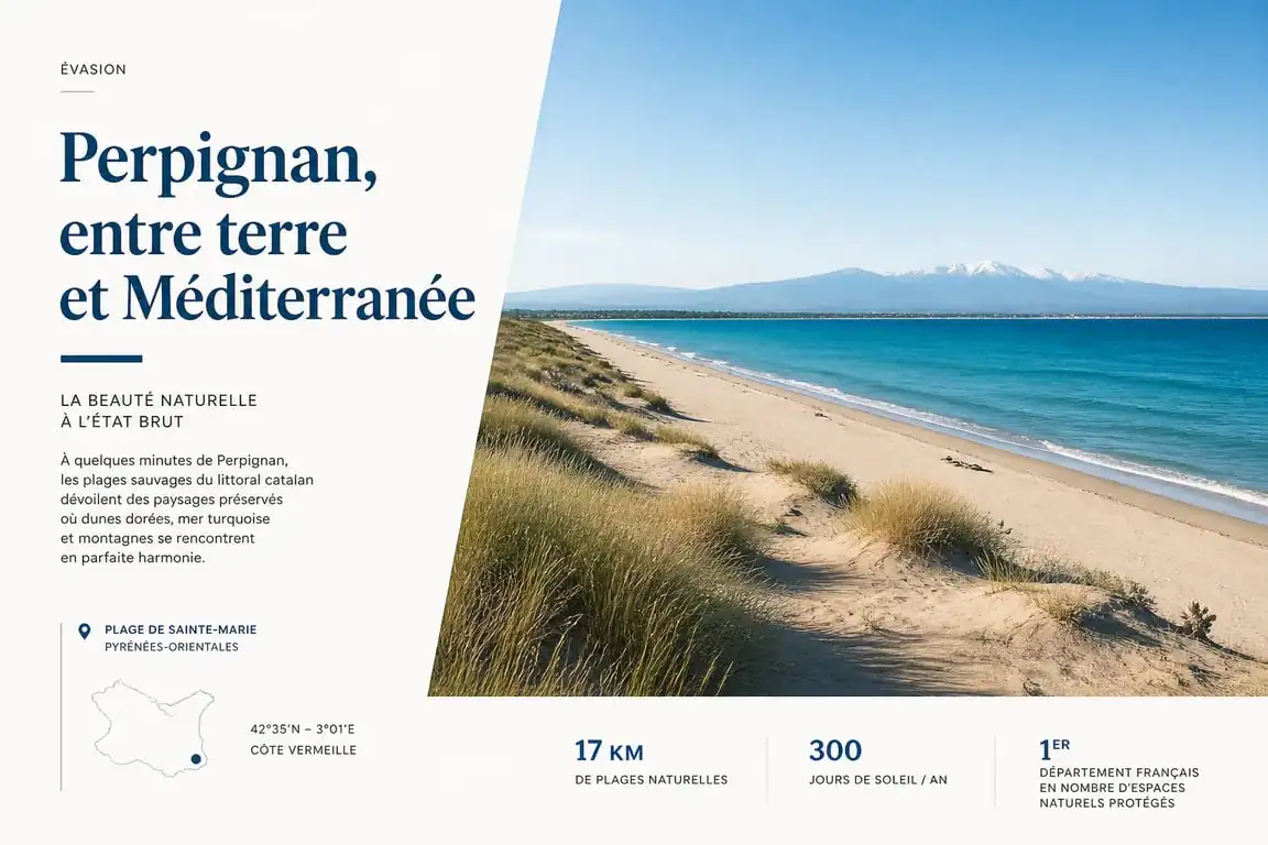 Plage accessible depuis le centre-ville de Perpignan