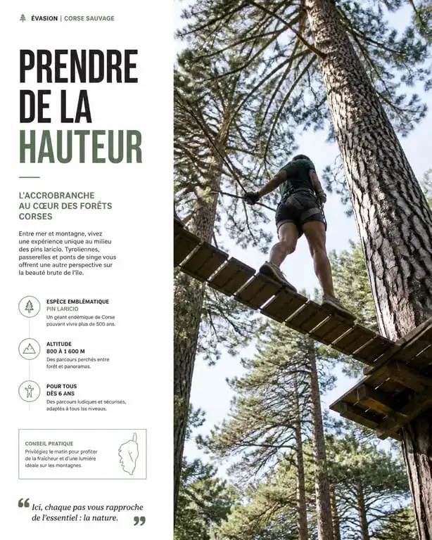 Parcours d'accrobranche près de Bastia en Haute-Corse