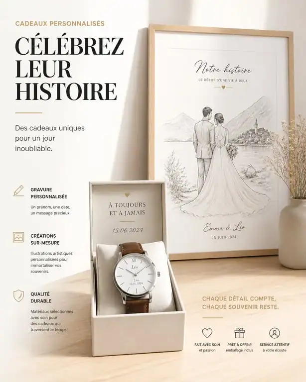 Cadeau mariage inoubliable personnalisé et élégant