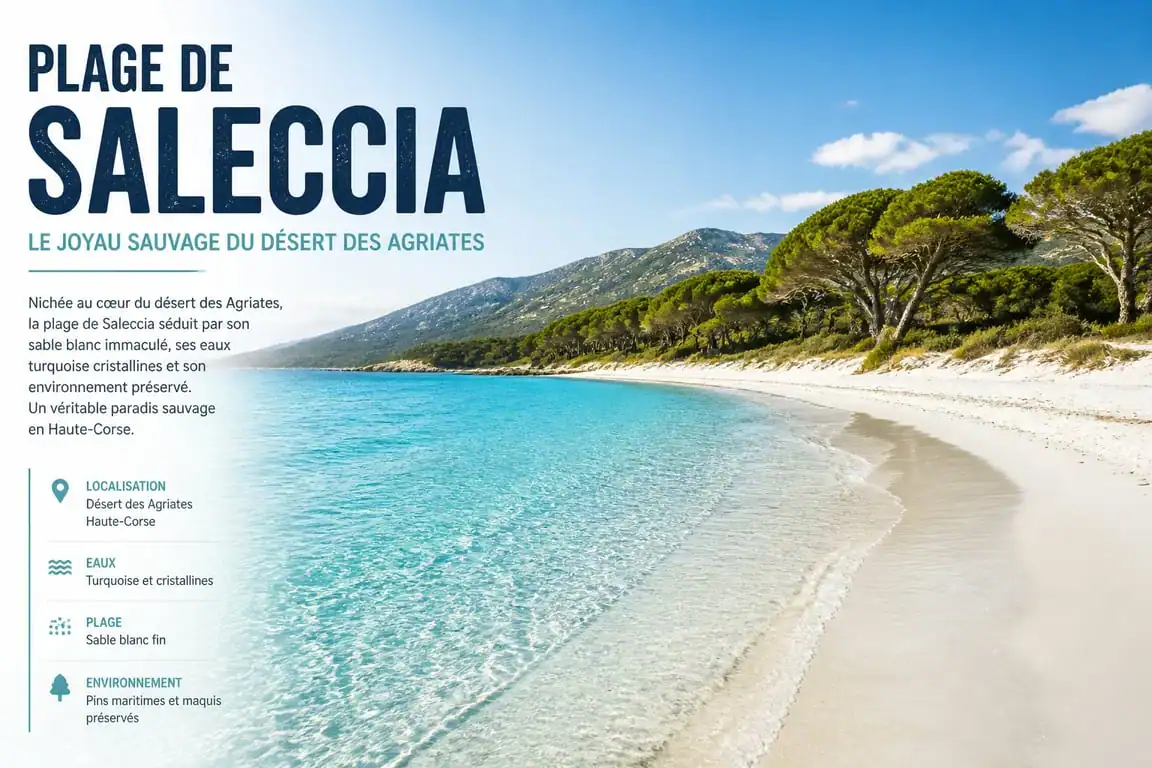 Plage de Saleccia dans le désert des Agriates, Corse, un site naturel préservé idéal pour le camping