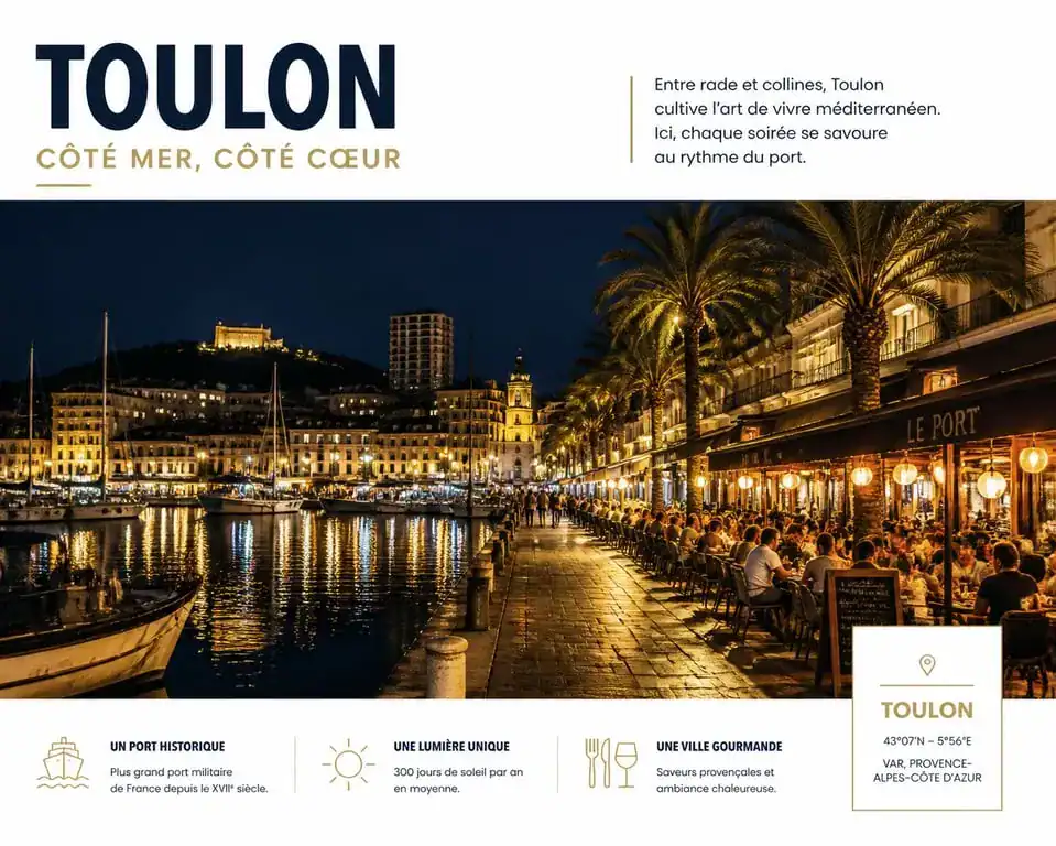 Ambiance nocturne et terrasses animées pour sortir à Toulon